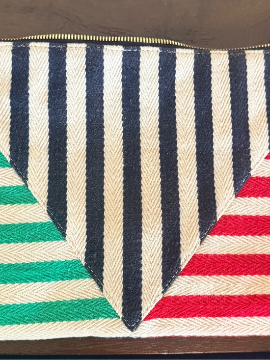 Clare V Handbags - Clare V Striped Canvas Clutch in Navy, Red & Green